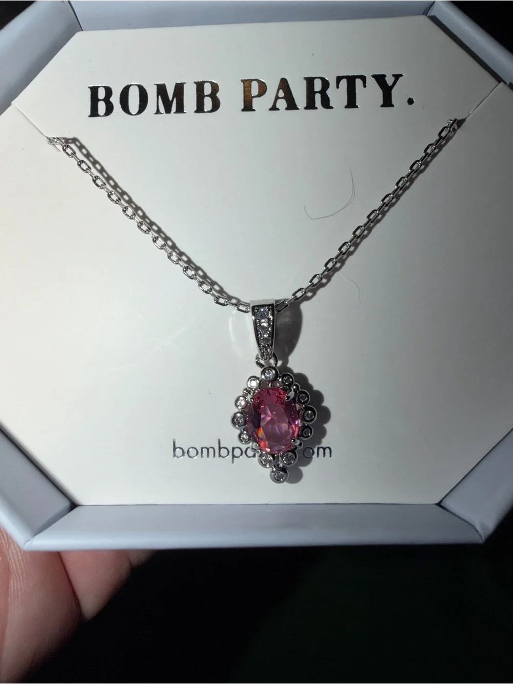 Bomb Party RETRO Necklace-Seek The Best Pink Tourmaline on Rhodium RBP3400